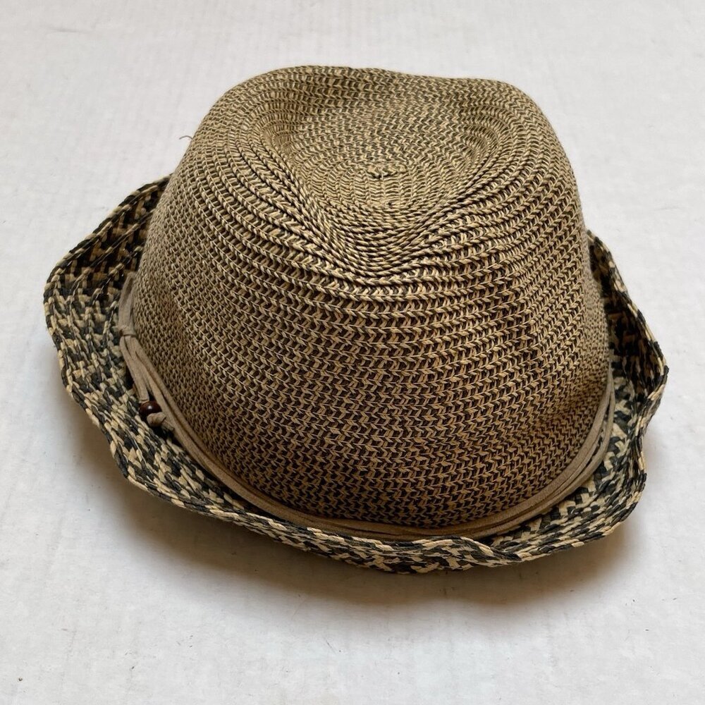 Nine West Woven Fedora Hat Womens Summer Vacation Beach Coastal Natural Straw